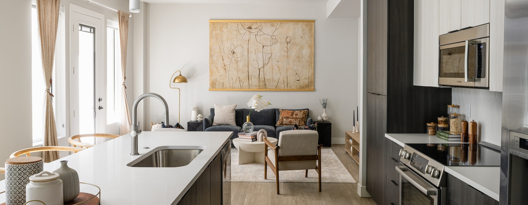 kitchen and living space